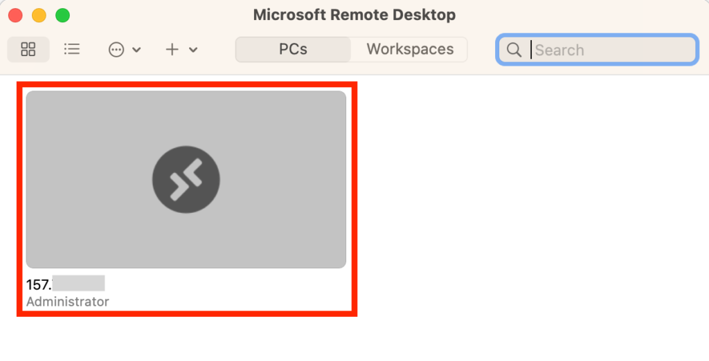 Microsoft Remote Desktop 追加したPCに接続