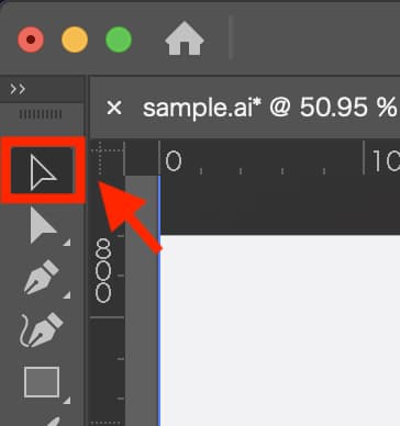 Illustratorにおける「選択ツール」の位置